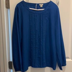 J Crew blue LS blouse size Large